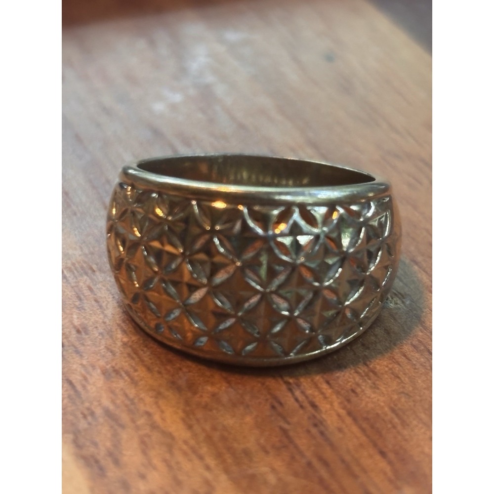 925 Sterling Silver Gold Vermeil Diamond-Cut Dome Band Ring 7.4 Grams Size 8